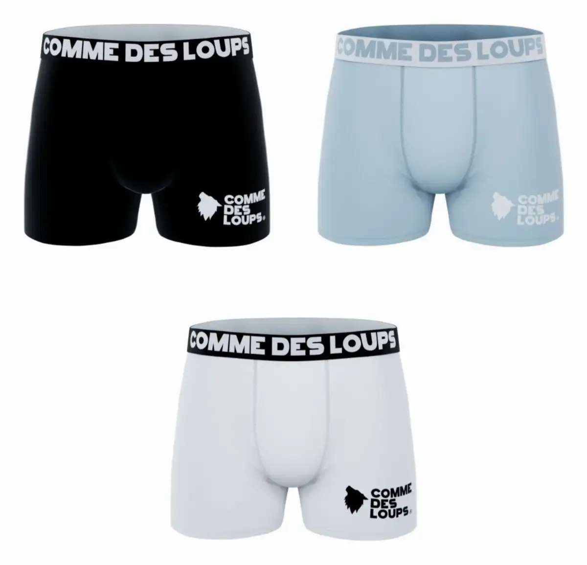 Lot de 3 boxer comme des loups