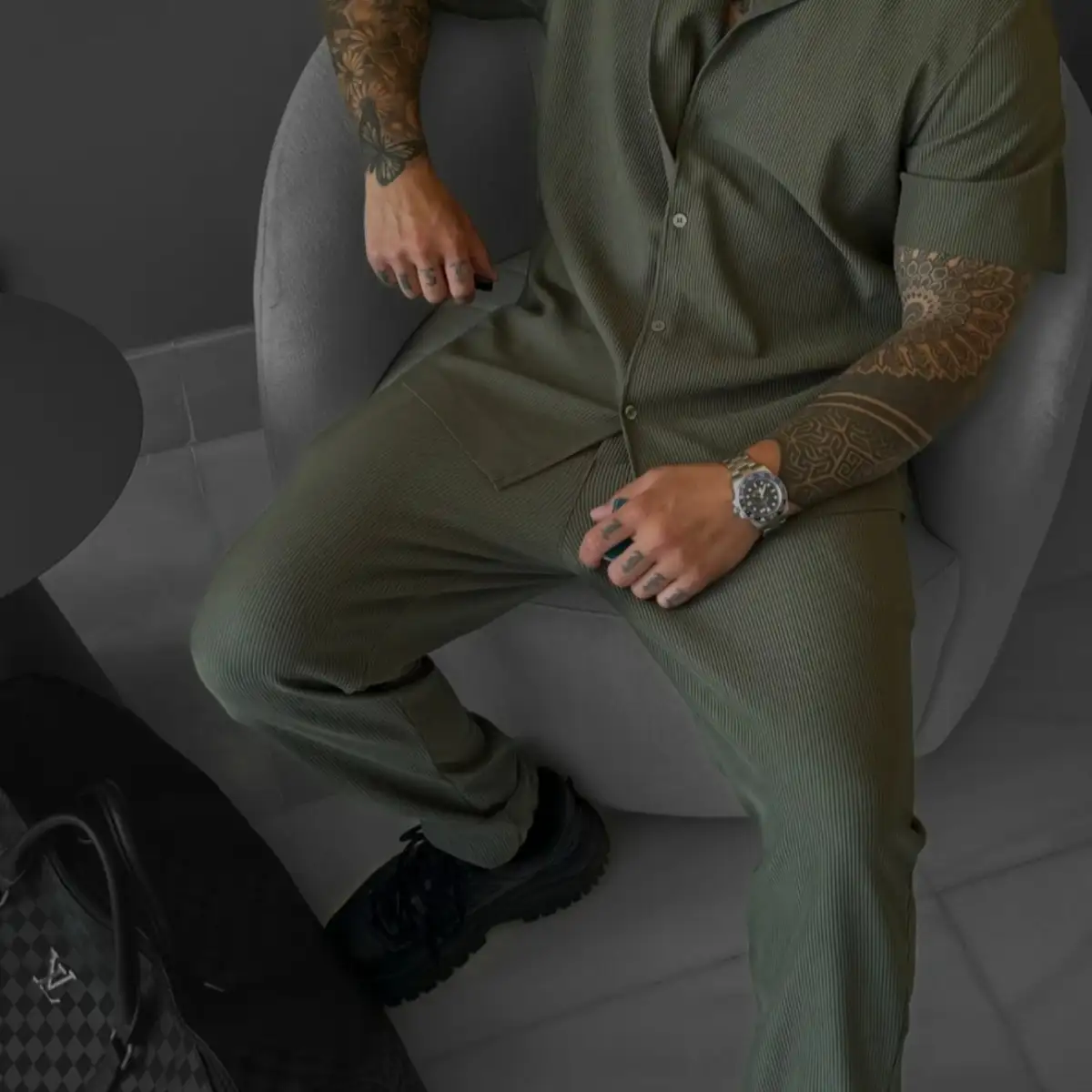 Ensemble frilivin habillé kaki