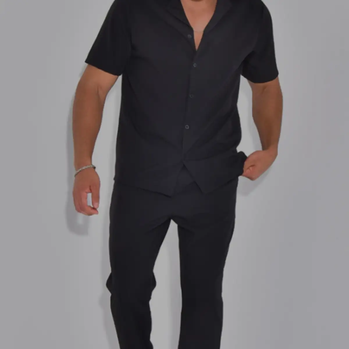 Ensemble frilivin full black matière lin